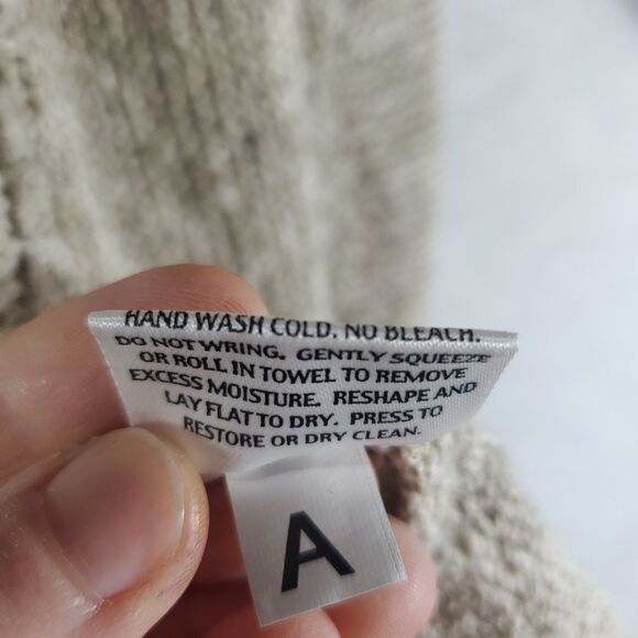 L Eileen Fisher Linen Blend Knit Cardigan Loose Open Front Trapeze Swing Natural - Picture 6 of 11